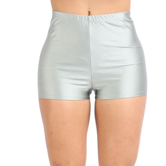 Gray Women High Waist Shiny Stretchy Skinny Yoga Biker Shorts
New - Picture 3 of 8